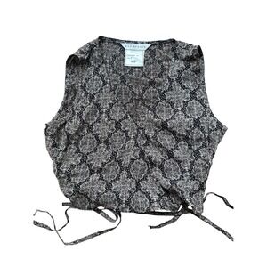 Max Studio Womens Black White Paisley Medallion Wrap Blouse Size 0 306636